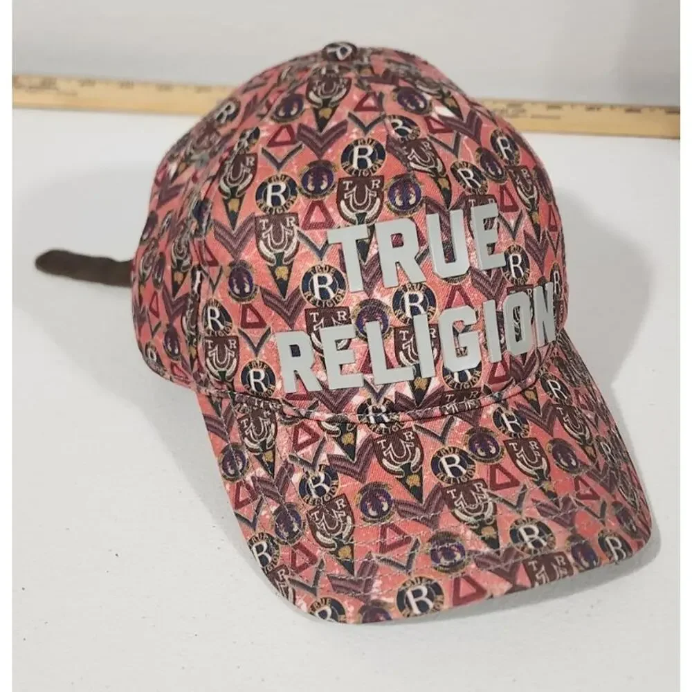 True Religion Hat Cap Allover Print Adjustable Strapback
